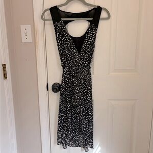 EXPRESS Polka Dotted Chiffon Dress in Black & White